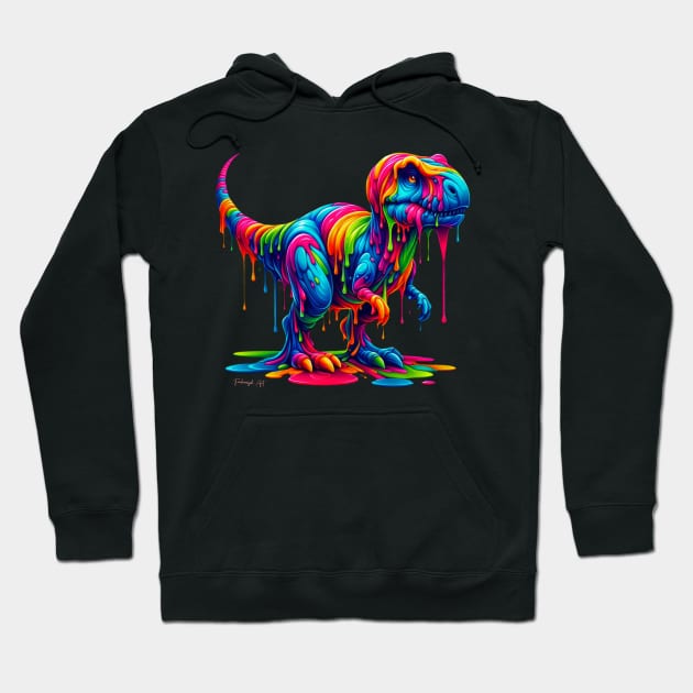 Colorful melting Dino Designe #1 Hoodie by Farbrausch Art